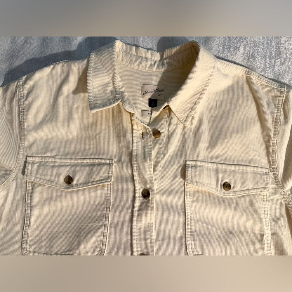 Universal Thread Cream Corduroy Shacket with Chest Pockets